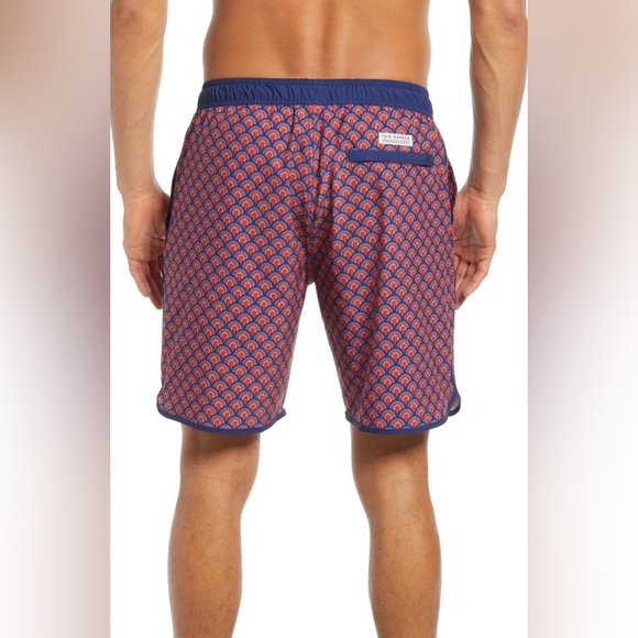 Fair Harbor Men’s The Anchor Swim Trunks Red Art Deco - Size Small - Picture 9 of 9